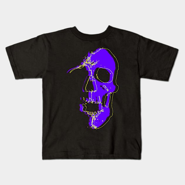 Neon Purple Skull Kids T-Shirt by CJ Ramirez